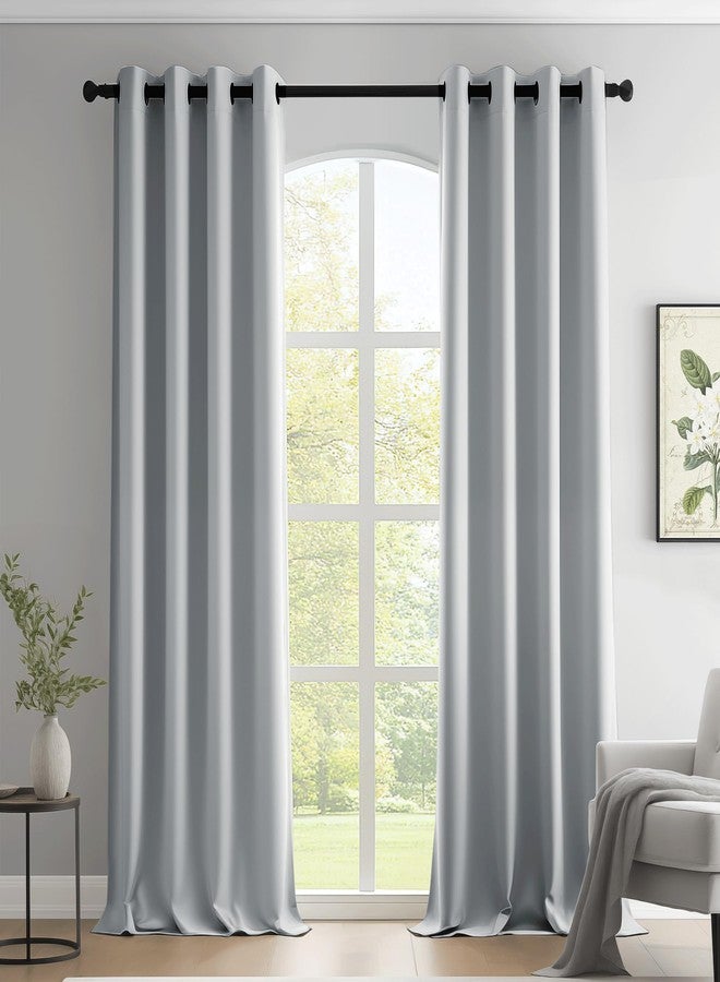 Beauoop Grey 100% Blackout Curtains 54 Inch Long 2 Panels for Bedroom Living Room Solid Room Darkening Thermal Insulated Soundproof Energy Saving Grommet Top Window Treatment Drapes,52x54 2 Set - Image 1